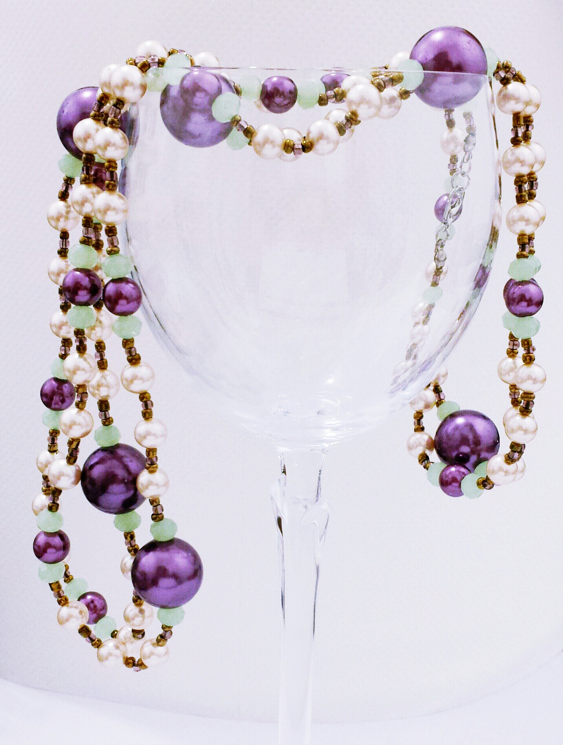 Avalaya Collana Lunga 108 Cm In Vetro E Perle Finta: Tonalità Verdi, Perline Da 10 Mm - 2