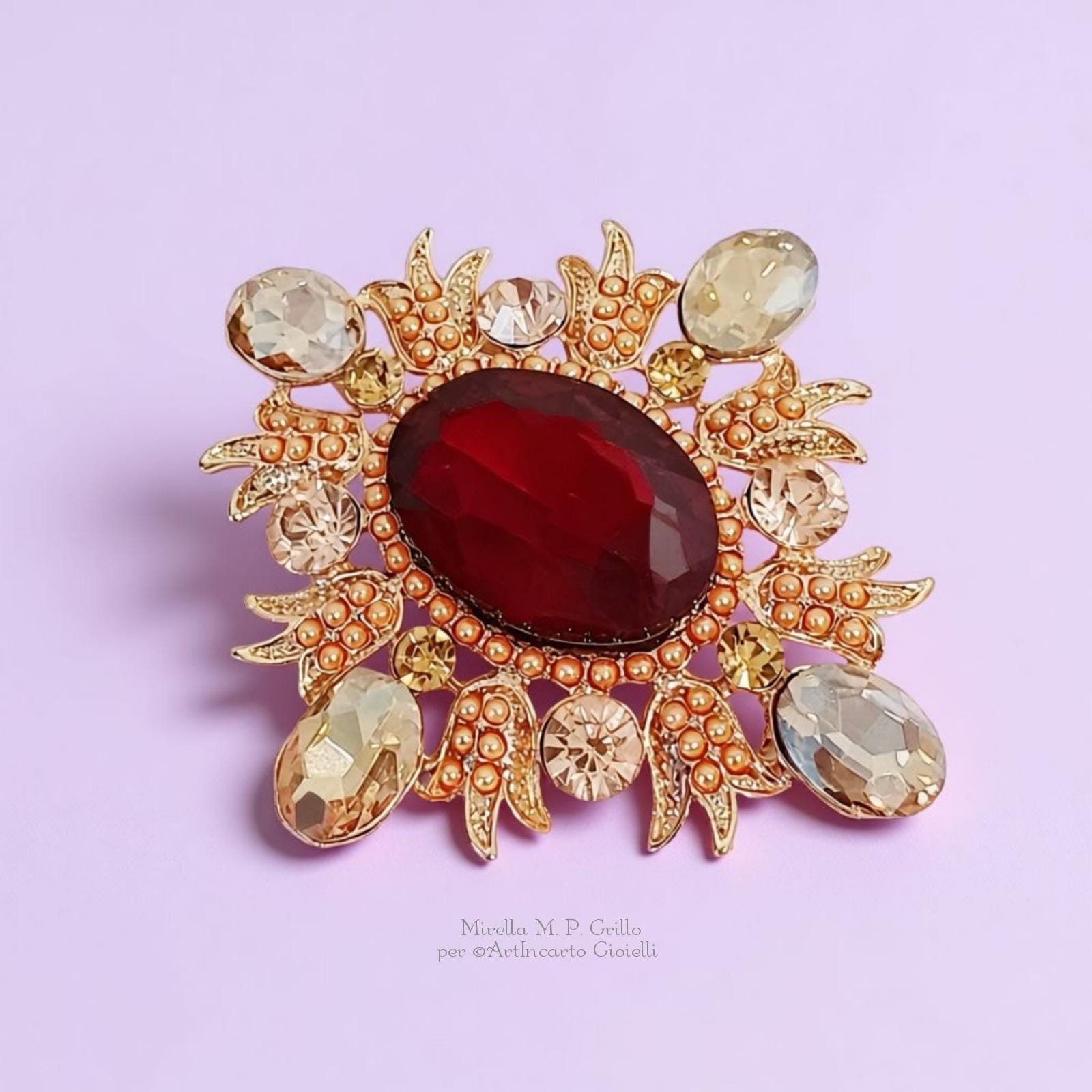 Romanov Oval Brooch With Venetian Crystals and Microbeads - Etsy