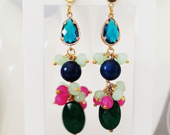 "Ceres" drop earrings with semiprecious stones