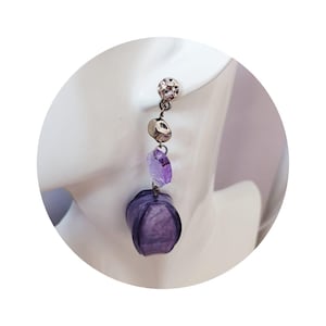 &quot;Mercury&quot; drop earrings in steel, crystal and resin