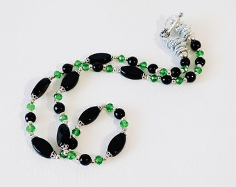 Collier court "Emerald Serpentine" avec cristal et onyx