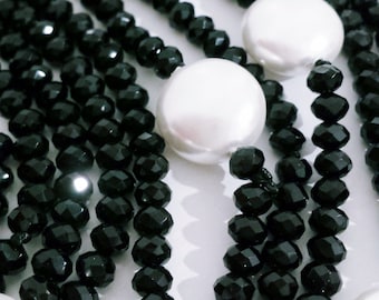 Collana Avalaya Nera Argento Collana Choker Di Perle Nere Con Perline
