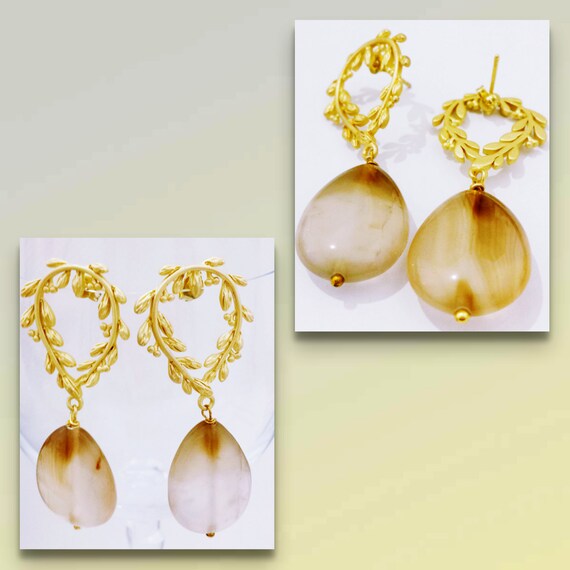 Smoked Quartz Zama and Drop Pendant Earrings Etsy Canada