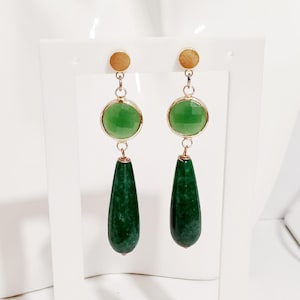 Pendientes colgantes de ágata y latón "Drop Jave"