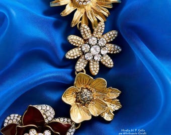 "Venus" choker ketting van messing, emaille en Venetiaans kristal.