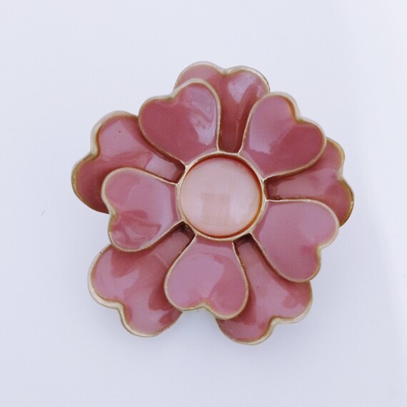 Broche Barrette De Col Vintage Laiton Fleurie Avec Perles - Ancienne, Occasion, Bijou Fantaisie