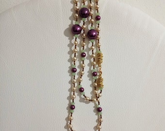 Avalaya Collana Lunga 108 Cm In Vetro E Perle Finte Tonalità Verdi - Collana A Corda Casual E Chic
