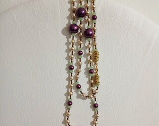 Avalaya Collana Lunga 108 Cm In Vetro E Perle Finte Tonalità Verdi - Collana A Corda Casual E Chic