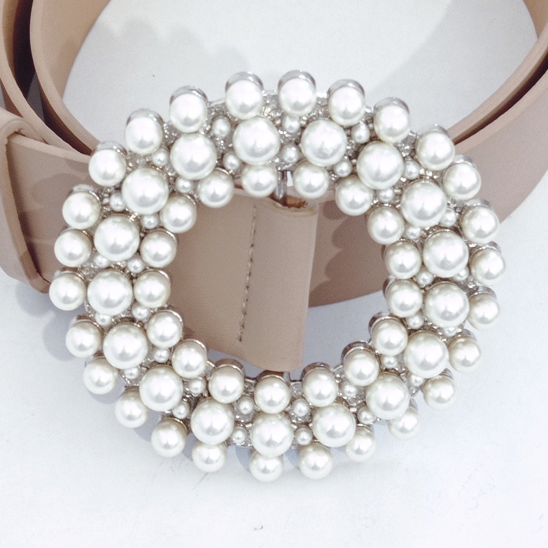 BEAUTIFUL VINTAGE FAUX WHITE PEARL GOLD RHINESTONE JEWELED STRETCH BELT Gold Rhinestone Stretch Belt - Etsy main image 3