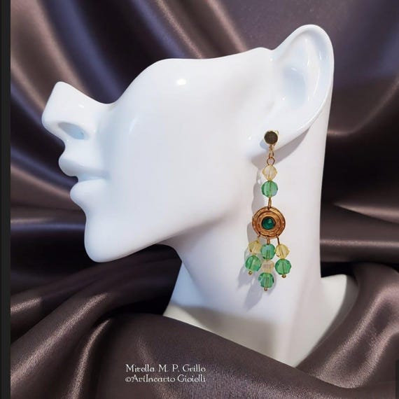 Orecchini pendenti "Verde Vintage" originali del 1970