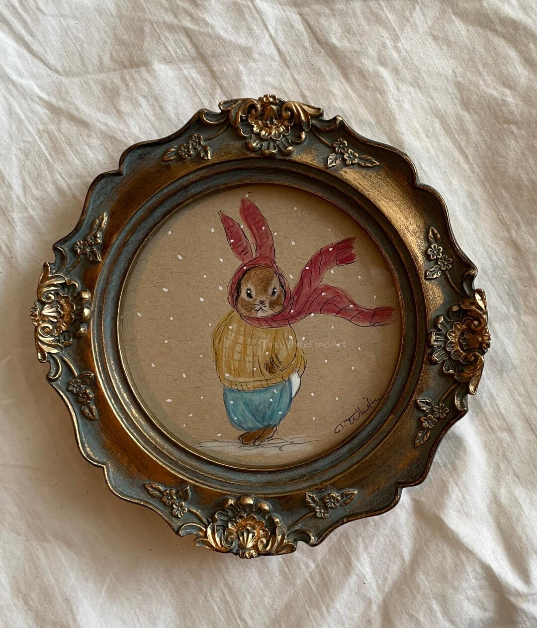 Original Watercolor Painting “bundled up Bunny” by Tina White, Small 4 ...