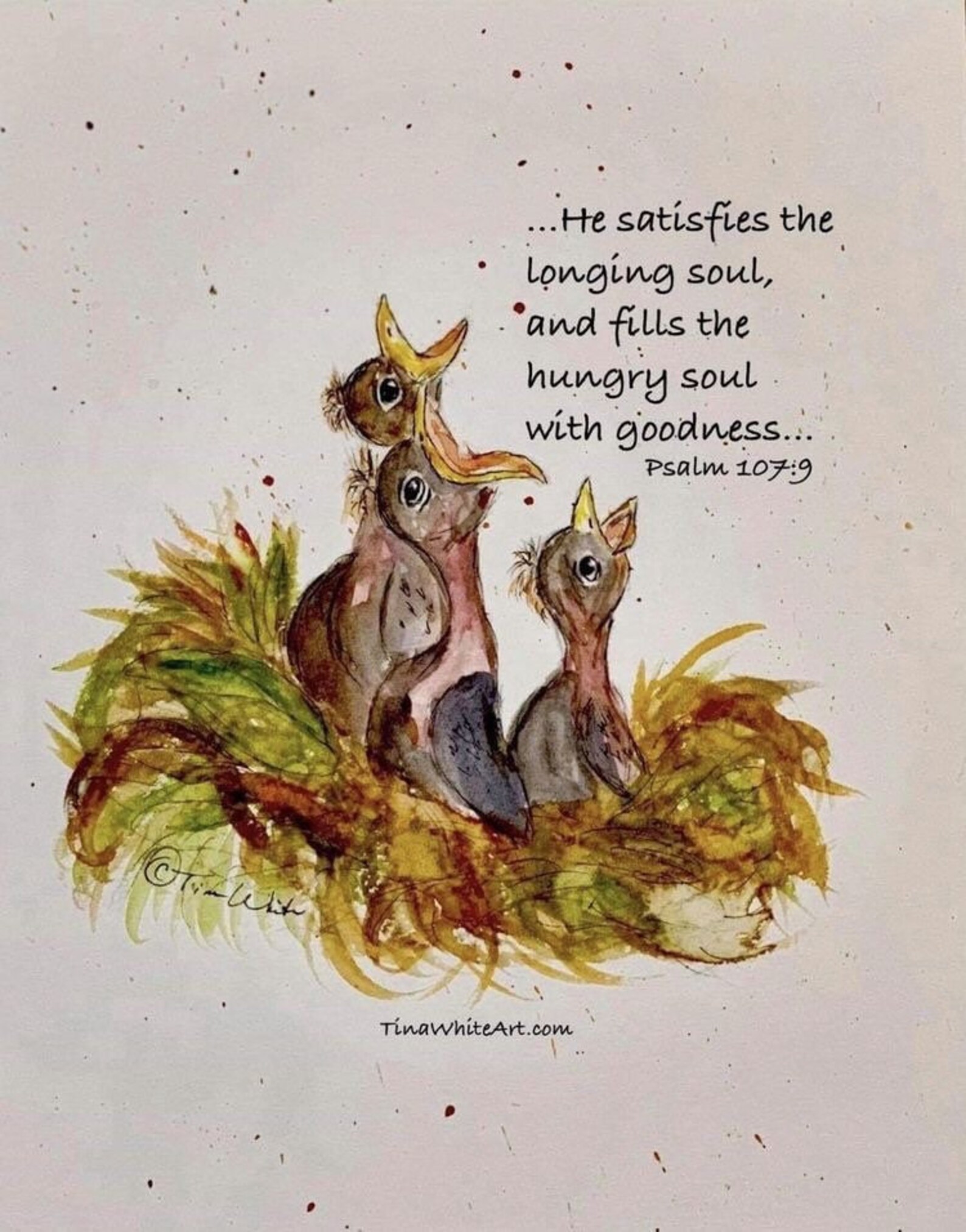 Baby Birds Nest Art Bible Verse Psalm 1079 Etsy