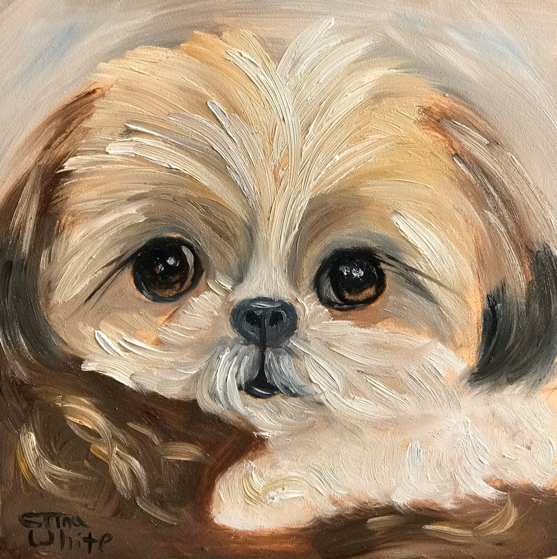 Shih Tzu Giclee Art PRINT Dog Artwork 6x6 Etsy