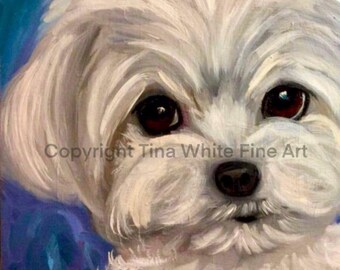 PRINT Sweet Maltese Dog Art 8x10 Maltese Mom Maltese Lovers