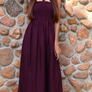 Boho Smocked Bodice Dress - Strapless Summer Dress - Smocked Dress - Halter Midi Dresses - Sundress - Strapless Beach Dress - Midi Dresses