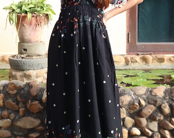 Dihanna Floral Summer Maxi Dress - Black | White | Blue