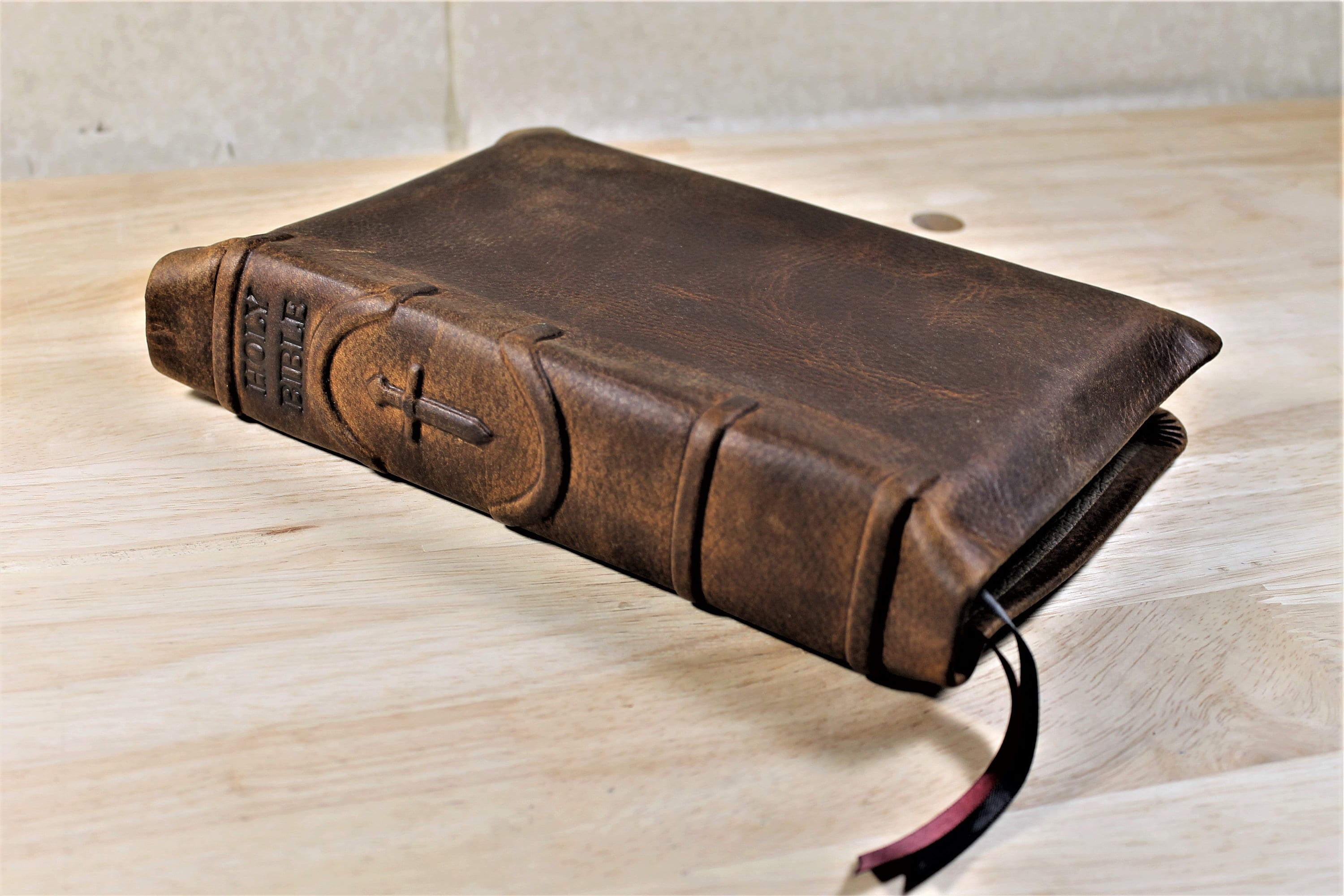 Leather Bible KJV Antique Cowhide Etsy