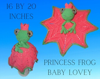 Princess Frog Crochet Lovey, Handmade