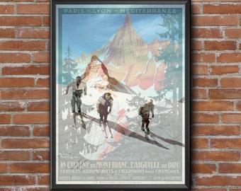 paris vintage ski poster