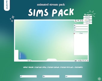 SIMS inspiriert Lichtstrom Overlay | Animiertes Stream Overlay Pack | Benachrichtigungen, Bildschirme, Panels, Chatbox, Übergang |Grün Blau| Niedlich, Ästhetisch
