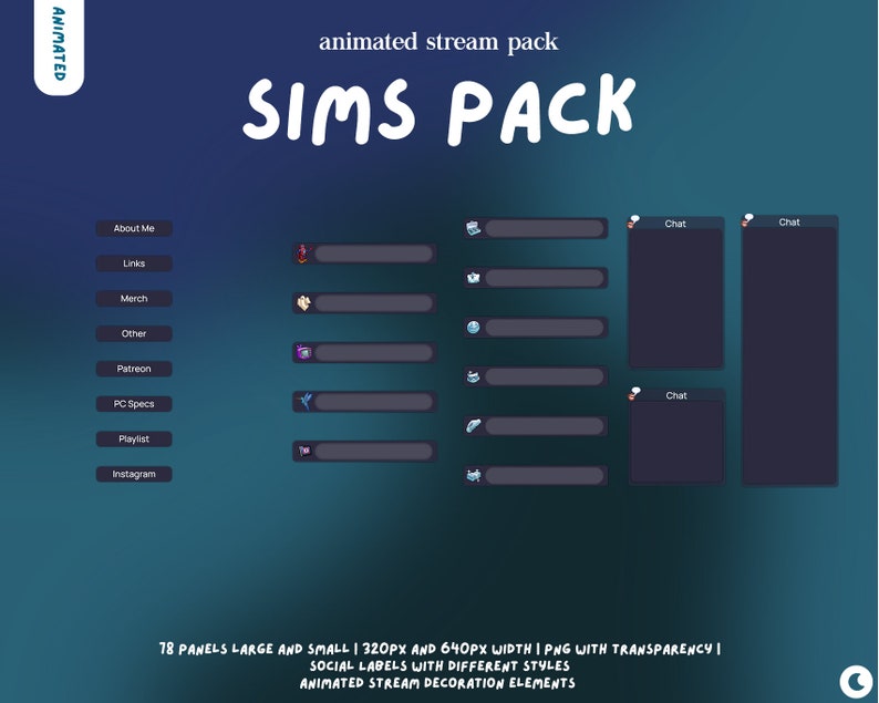 SIMS Inspired Dark Stream Overlay | Animated Stream Overlay Pack ...
