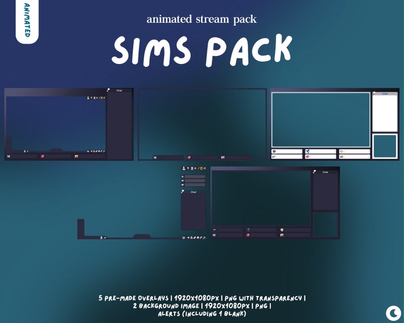 SIMS Inspired Dark Stream Overlay | Animated Stream Overlay Pack ...
