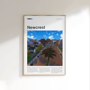 The Sims 4 Newcrest Digital Download | Memories of a Sim |Minimal Game Art|Cozy City Poster |Game Inspired |Gaming Poster Plumbob Sims