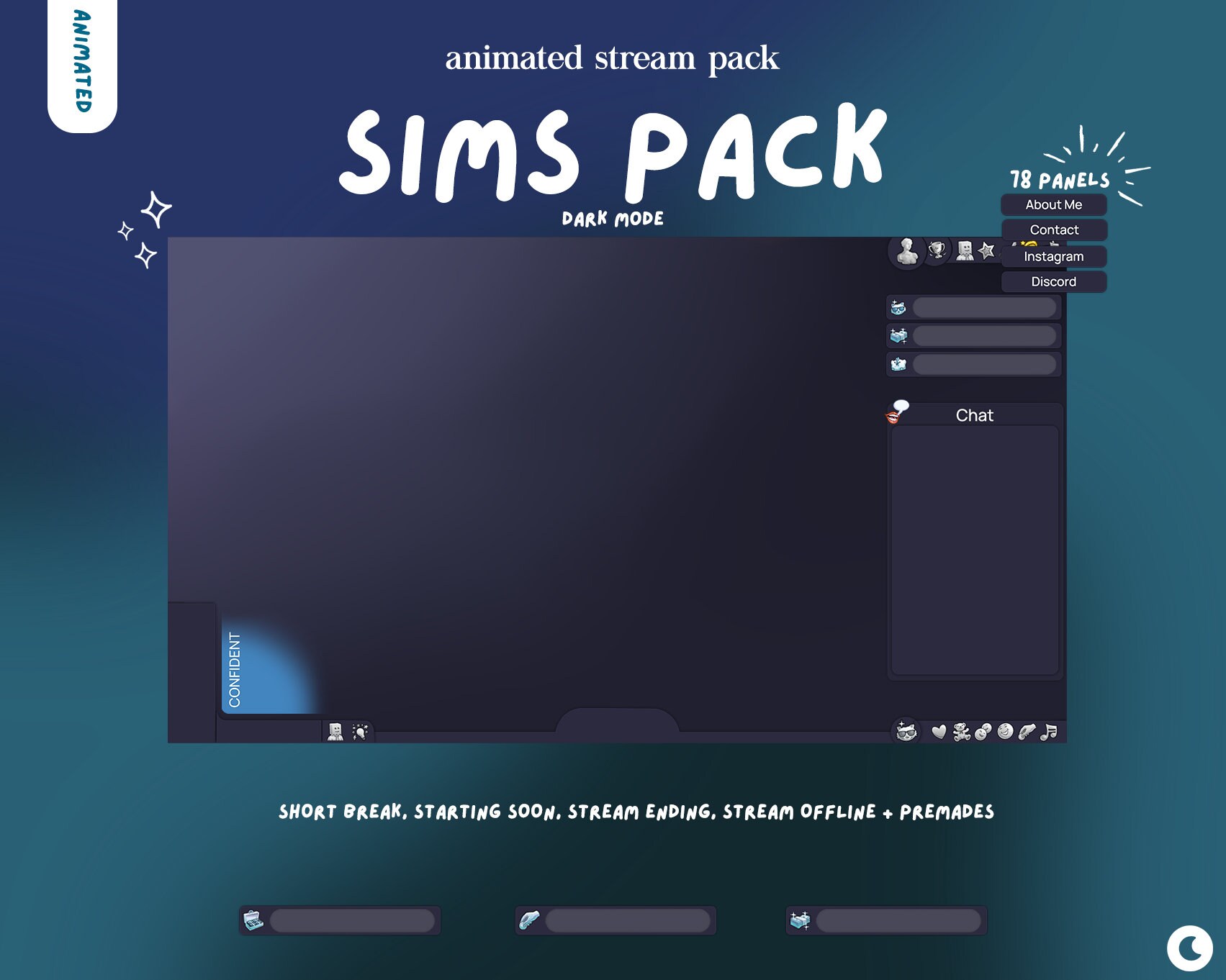 SIMS Inspired Dark Stream Overlay | Animated Stream Overlay Pack ...