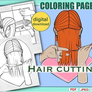 Hair cutting COLORING PAGES | cosmetology teacher resources | hairstyling practice | haircut planning | cutting