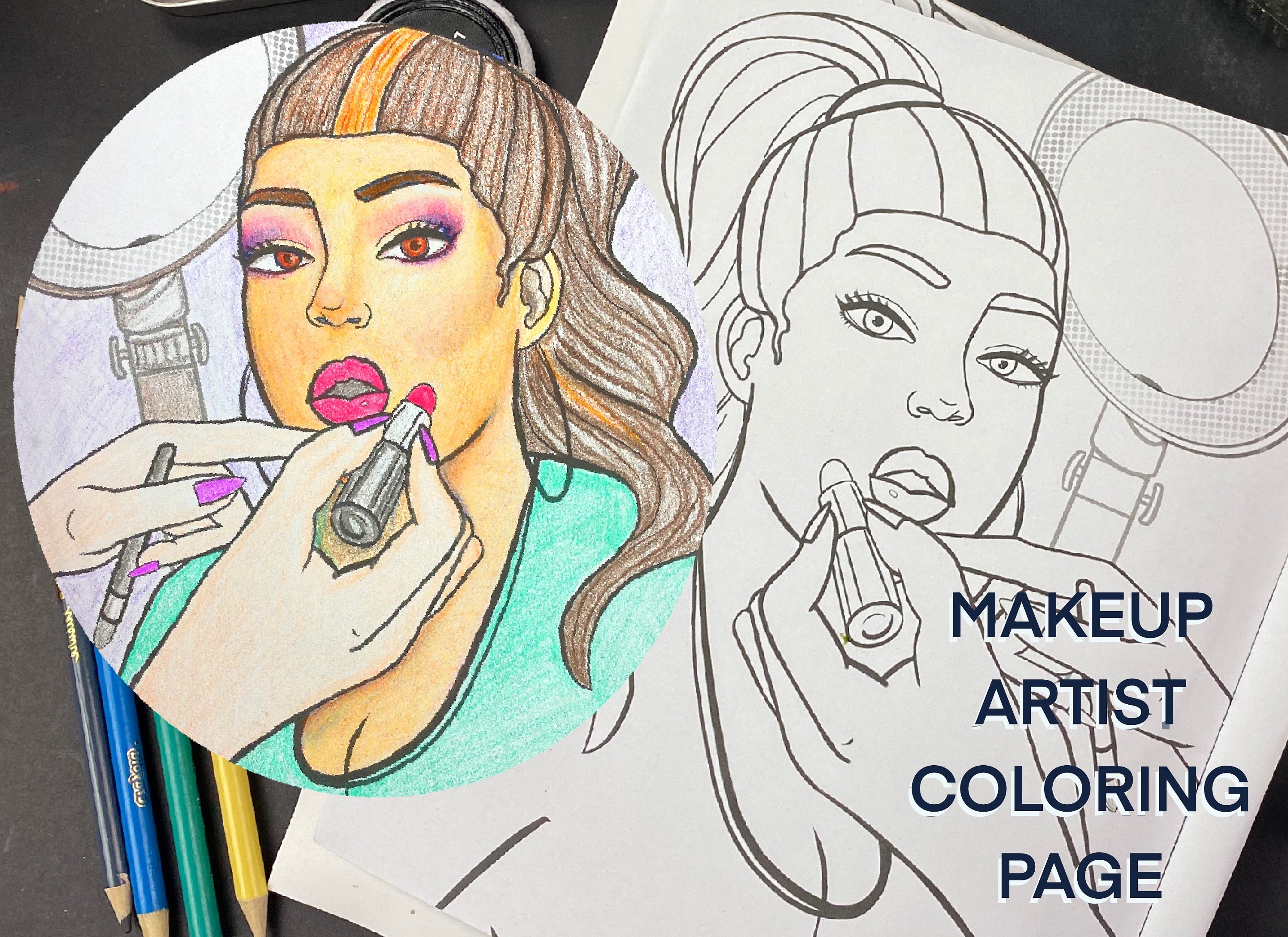 face coloring pages for makeup