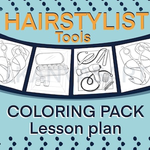 Hairstylist Coloring pages lesson plan cosmetology hair and makeup class educational adult Coloring book makeup artist