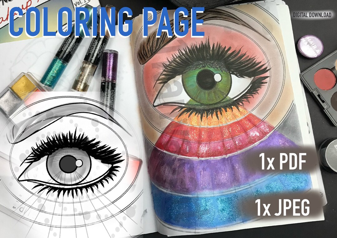 CREATIVE Eyeshadow Coloring Page Makeup Printable Colour Theory Lesson ...