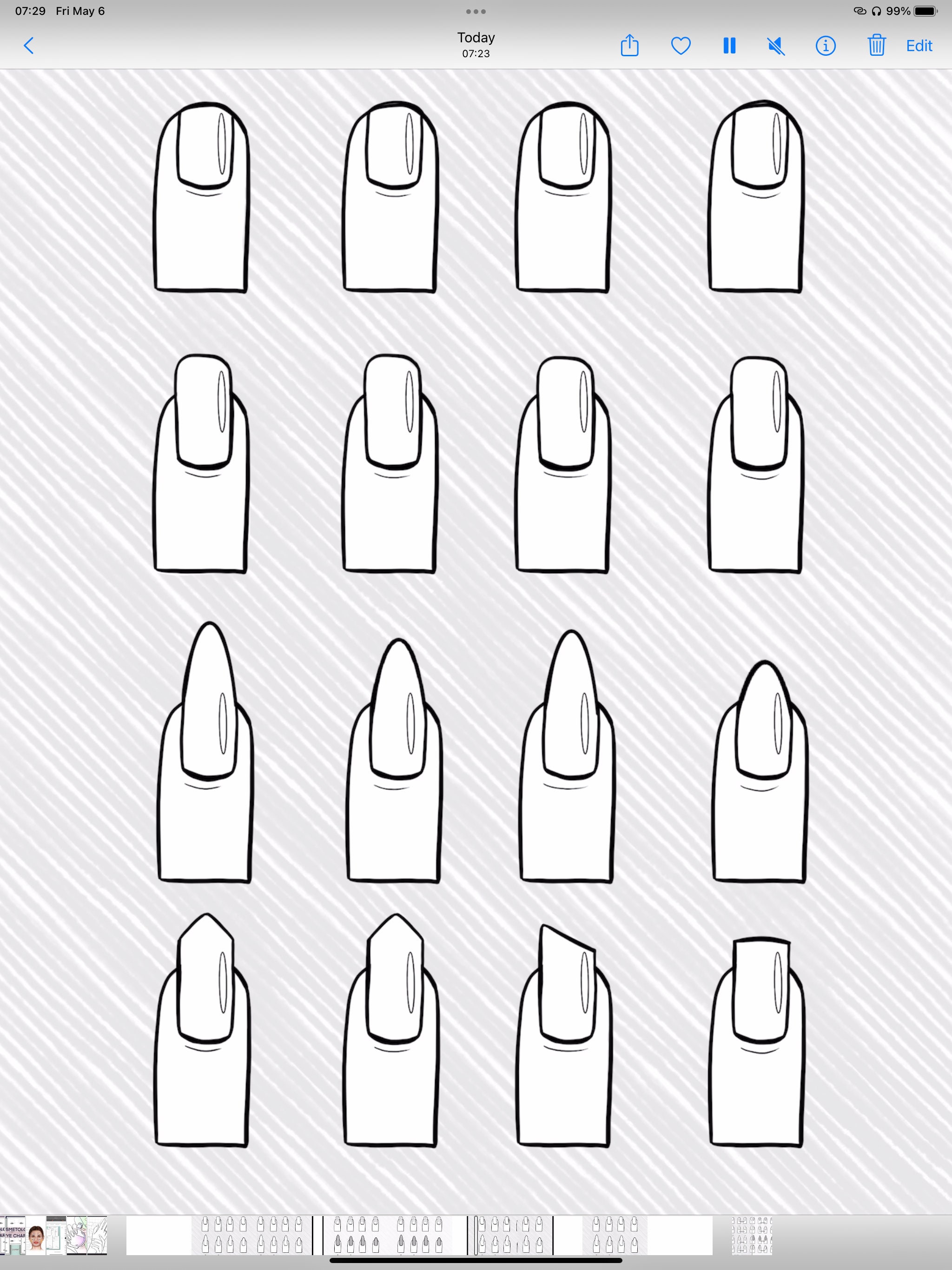 NAIL ART DESIGN Sheets| Coloring Pages | Practice Template Sheet ...