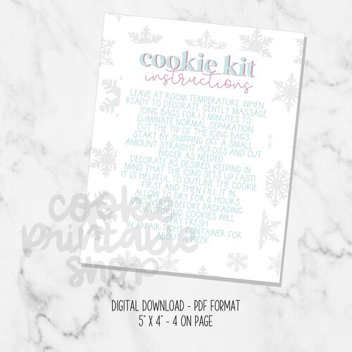 Holiday Cookie DIY Cookie Kit Instructions Instant Download Etsy