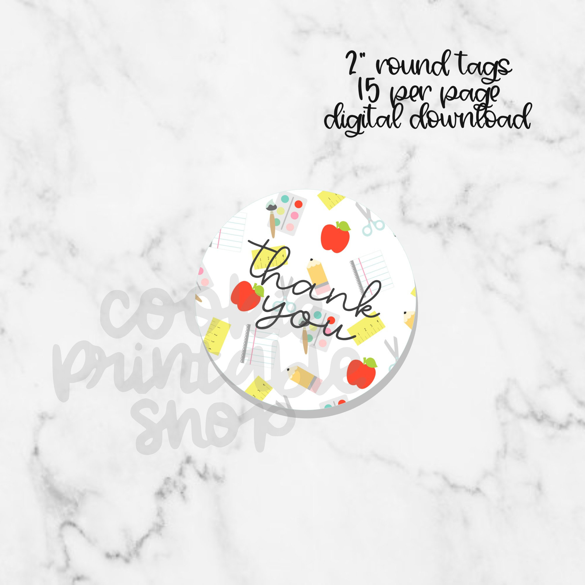 Thank You ROUND TAG Printable Cookie Tag Instant Download - Etsy