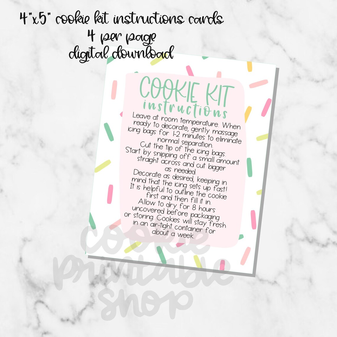DIY Cookie Kit Instructions PRINTABLE CARD Etsy