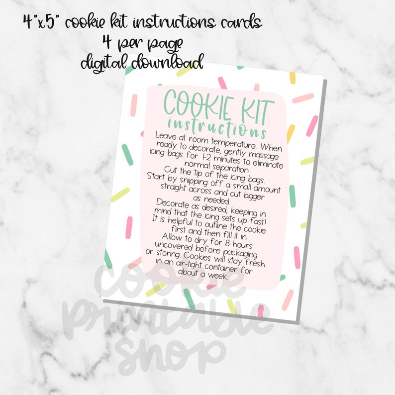 DIY Cookie Kit Instructions PRINTABLE CARD Etsy