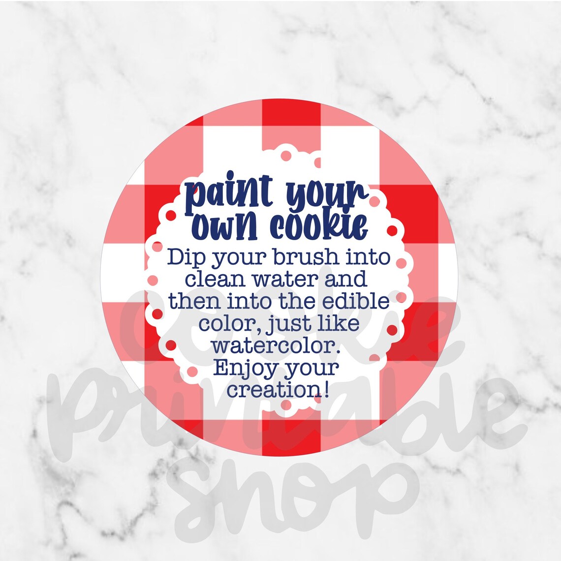 Paint Your Own Cookie Instructions PYO 4th of July ROUND TAG Etsy