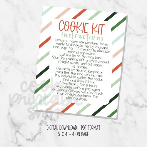 Holiday Cookie DIY Cookie Kit Instructions Instant Download Etsy