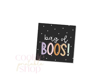 bag of boos SQUARE PRINTABLE TAG, not editable halloween tag, digital download