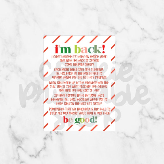 Elf Returning Printable Poem