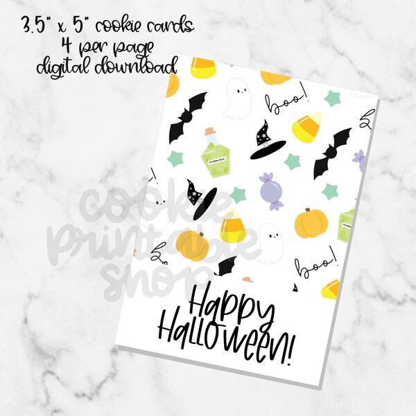 happy halloween  3.5"x5" COOKIE CARD, printable cookie card, instant download halloween cookie card