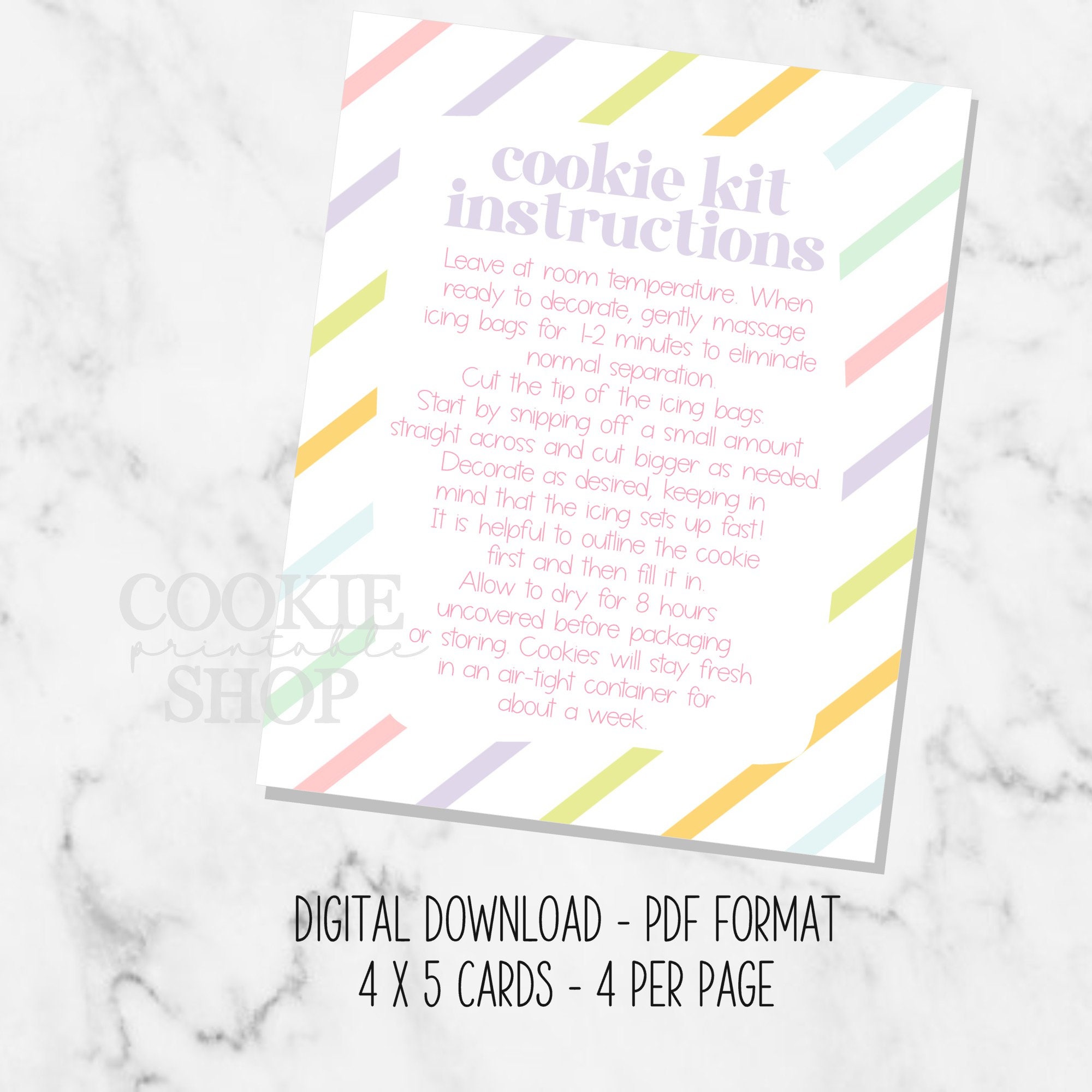 easter DIY cookie kit instructions printable, 4x5, instant download Easter  card