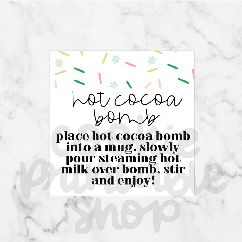 Hot Cocoa Bomb Instructions TAG Printable Tag Instant Etsy UK