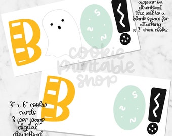 Boo! 3"x6" halloween COOKIE CARD, printable cookie card, instant download
