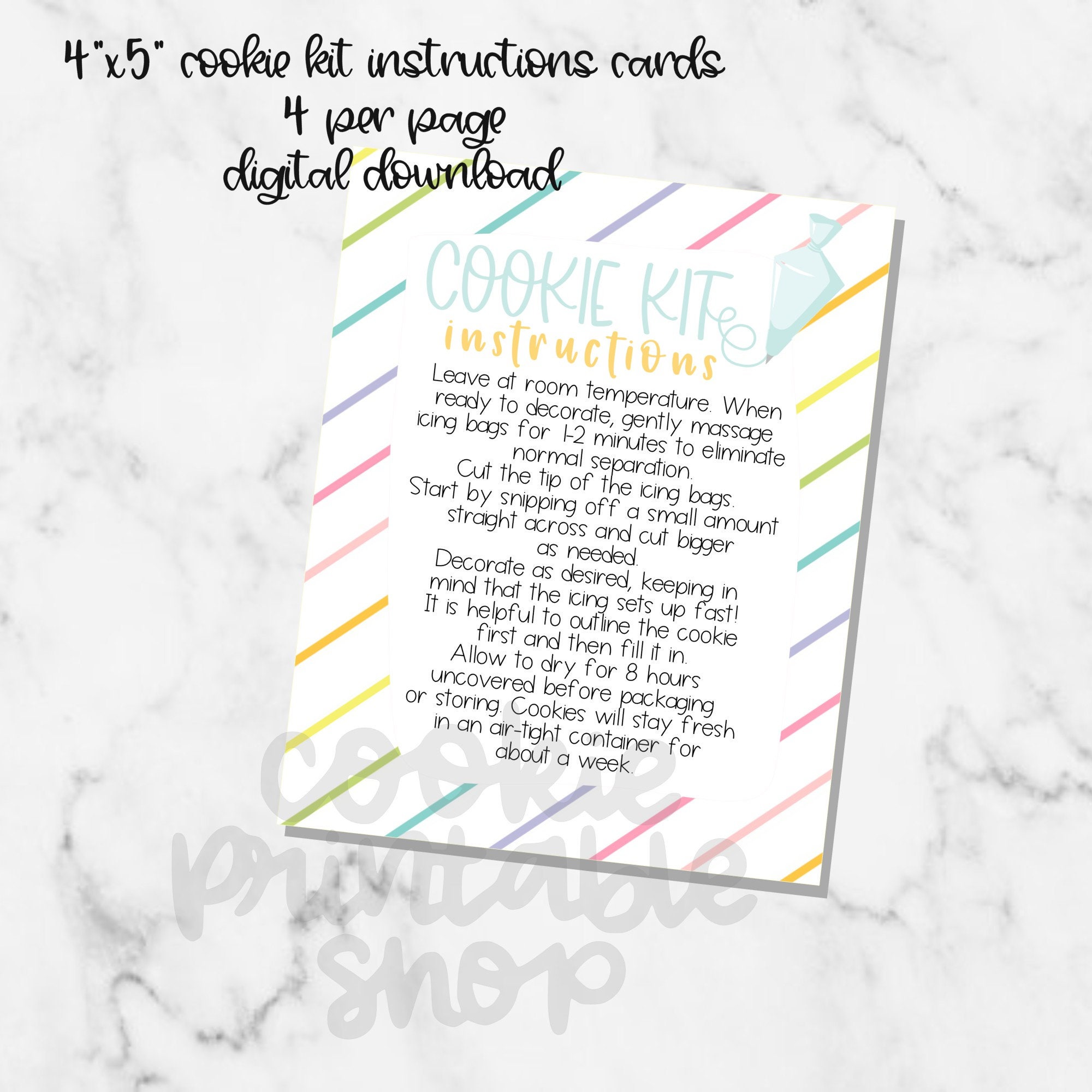 DIY Cookie Kit Instructions PRINTABLE CARD - Etsy