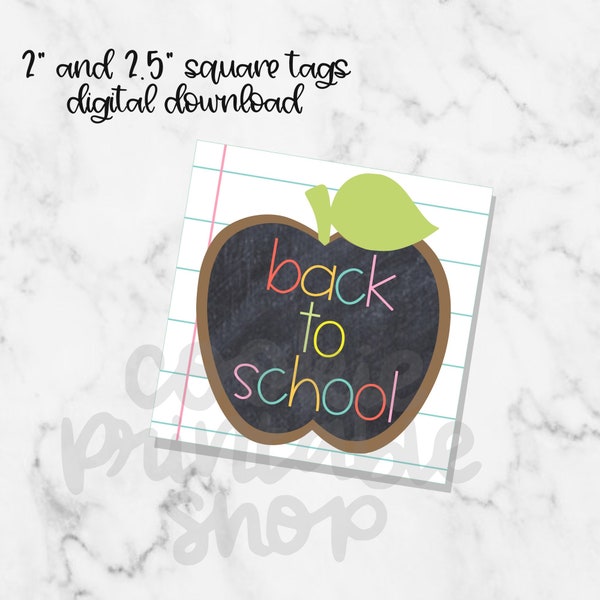 back to school SQUARE TAG, printable cookie tag, instant download back to school tag