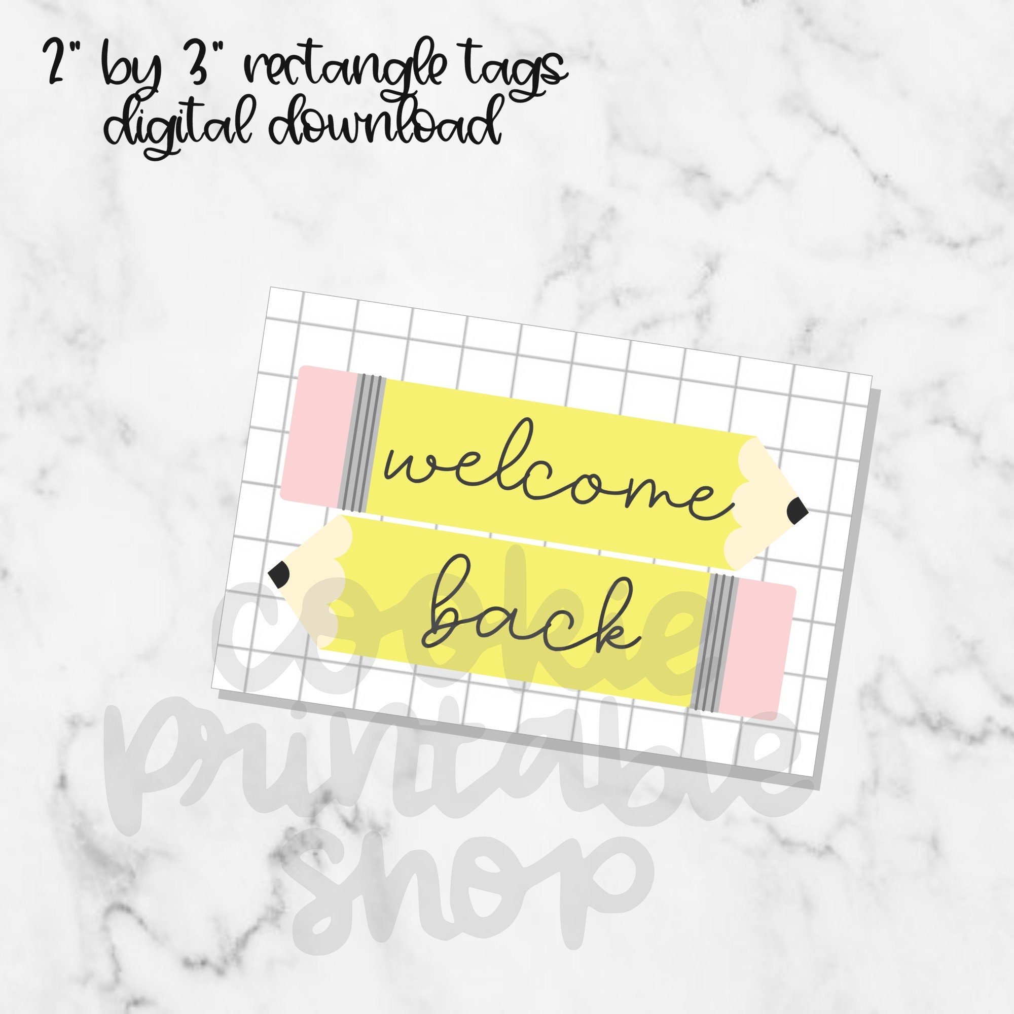 Welcome back RECTANGLE TAG printable cookie tag instant | Etsy
