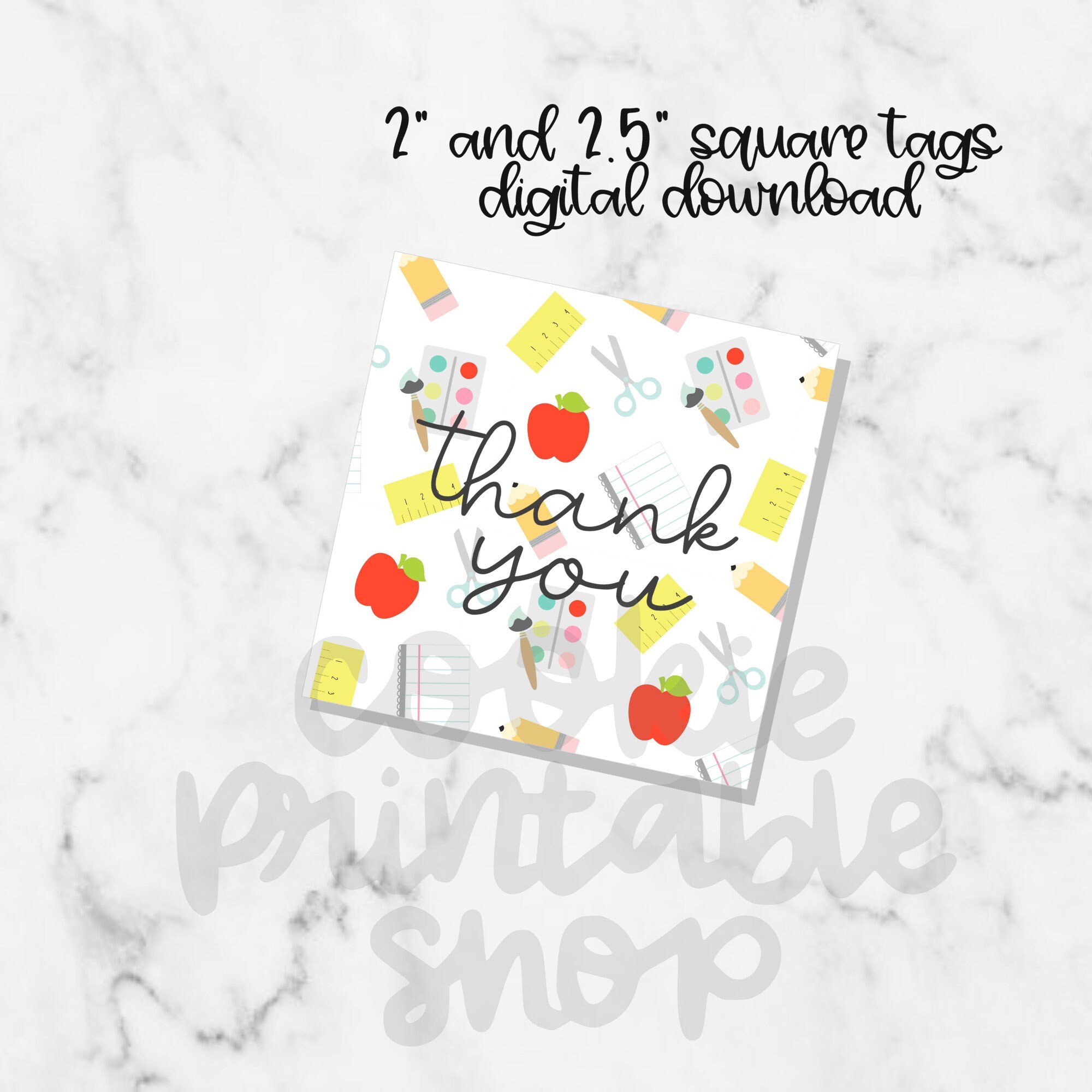 Thank You SQUARE TAG Printable Cookie Tag Instant Download - Etsy