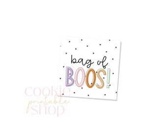 bag of boos SQUARE PRINTABLE TAG, not editable halloween tag, digital download